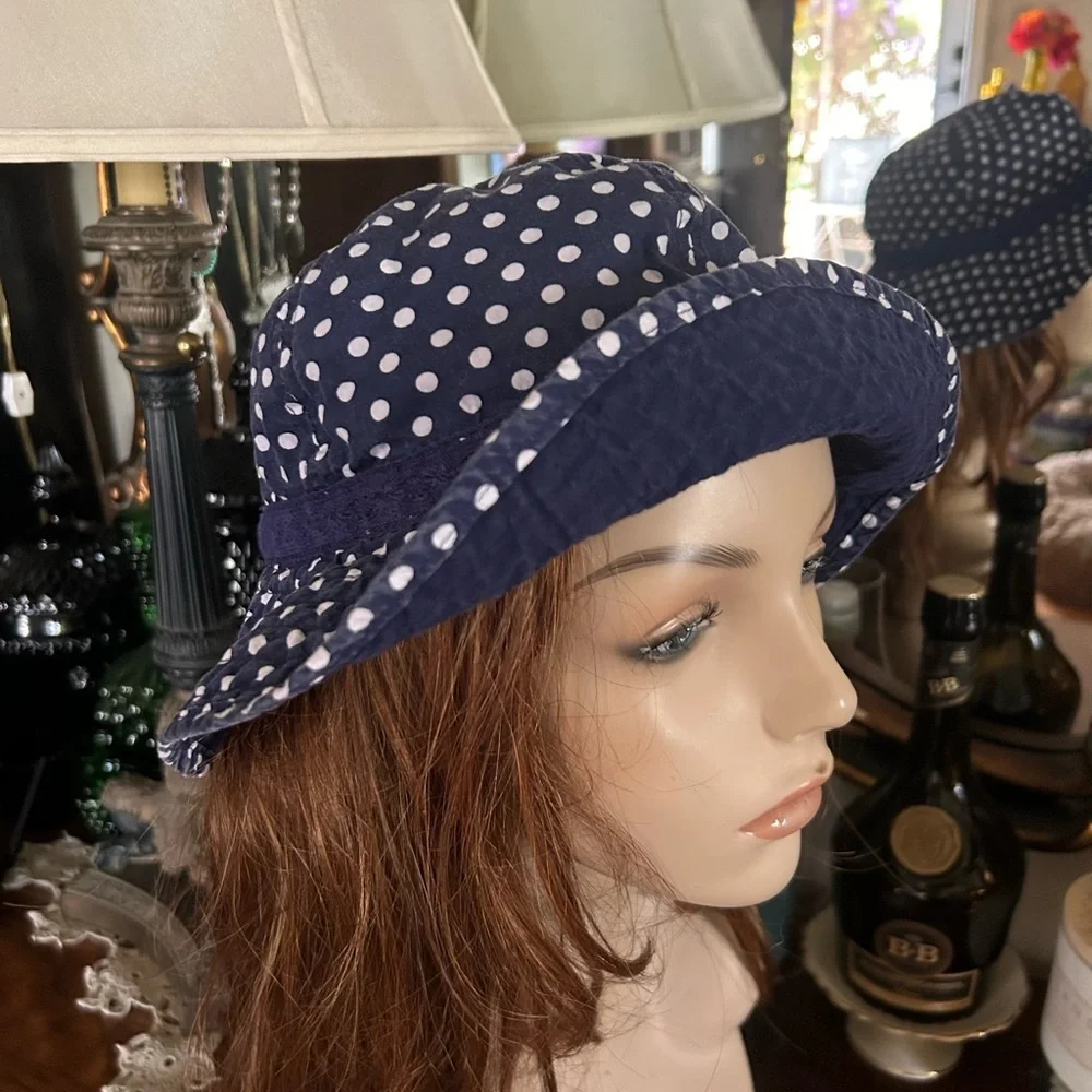 Navy Blue & White Polka-Dot Hat